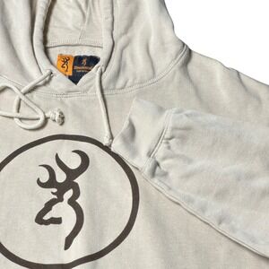 Browning Sportswear Hooded Sweatshirt Mens L Beige Outdoor Pullover Hunting